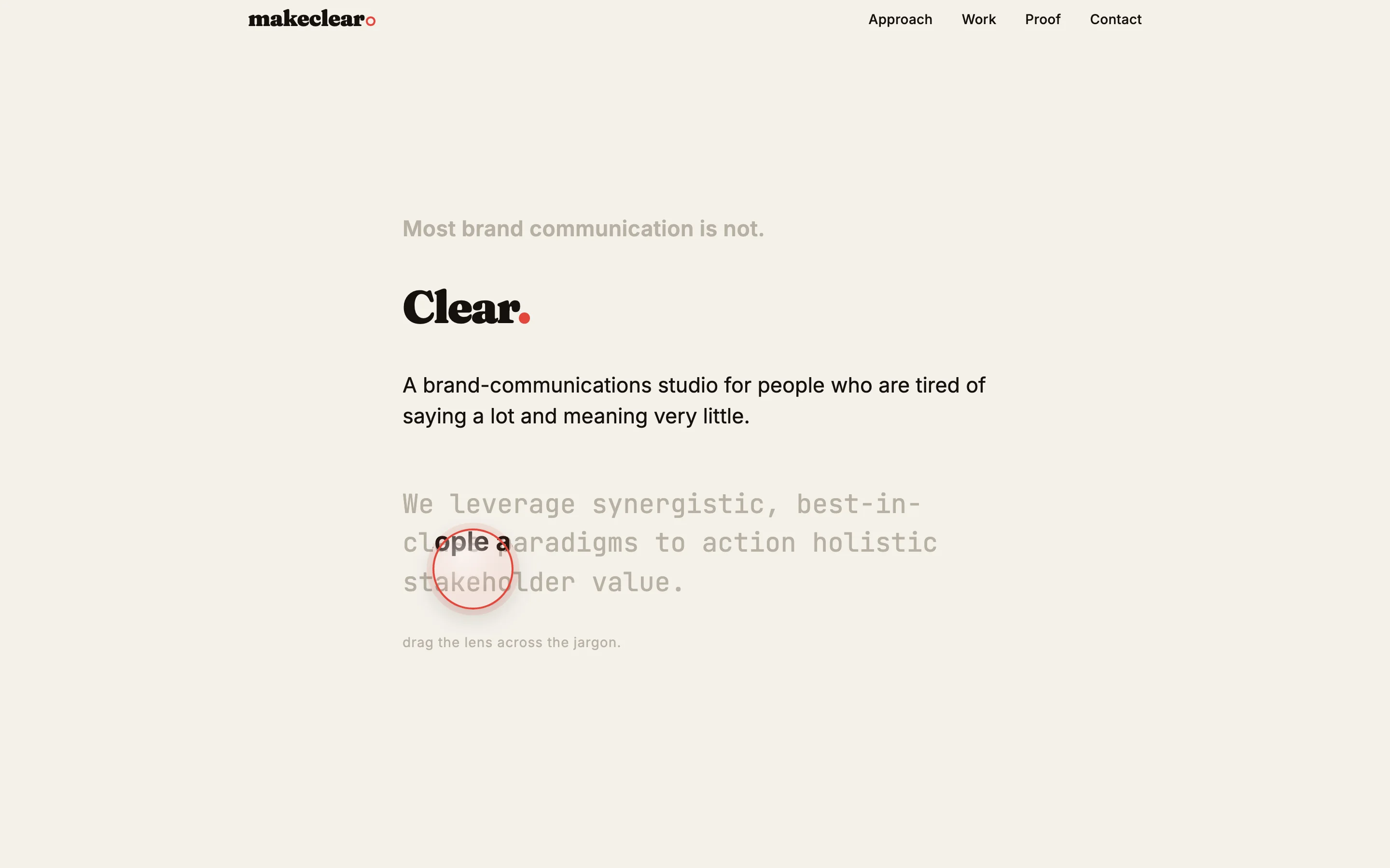 MakeClear — The Lens homepage screenshot
